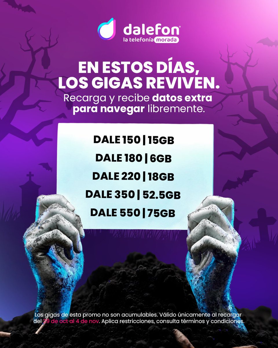 🎃Dalefon trae gigas extra para que navegues sin sustos👻
#MasDatos #dalefon #latelefoniamorada #hallowen #eSIM #telefonia #GIGAS