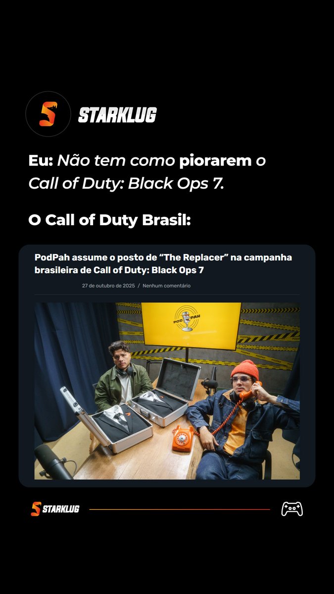 Igão e Mítico, a dupla por trás do PodPah podcast, foram escolhidos para protagonizar a campanha nacional de Call of Duty: Black Ops 7.

Qual a sua opinião?

#callofduty #callofdutyblackops7 #cod #bo7