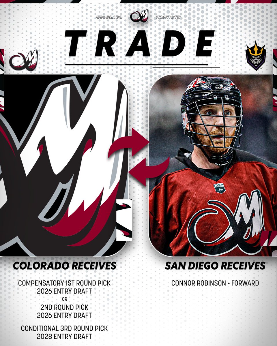 MammothLax's tweet image. We&apos;ve made a deal with San Diego.

*pending league approval

ℹ️: tuskup.social/SDTrade
