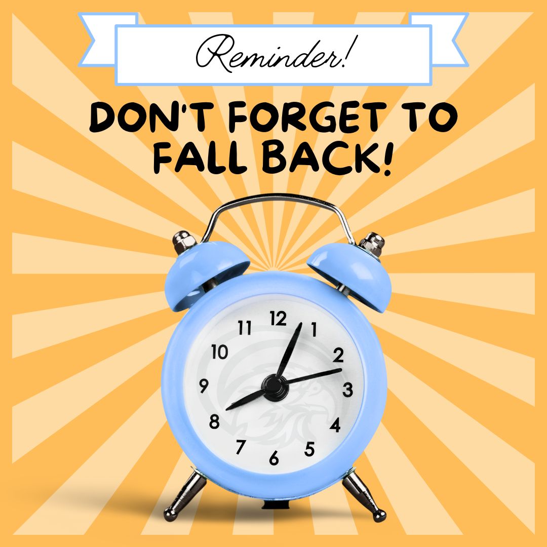 🕰️🍂 Don't forget to fall back! 🍂🕰️

Daylight Saving Time ends Sunday at 2 AM — set your clocks back one hour before bed tonight! ⏰

Enjoy that extra hour of sleep and brighter mornings! 🌞💤

#FallBack #DaylightSavingTime #ExtraSleep