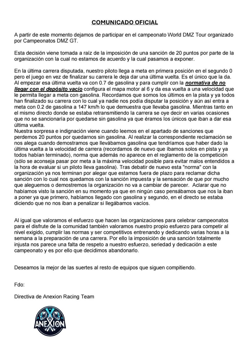 COMUNICADO OFICIAL

<a href="/DmzSeries/">Campeonatos DMZ Series GT</a>