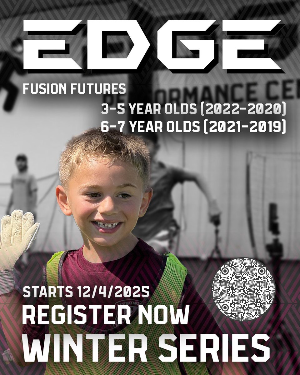 FusionSC's tweet image. Next up in our EDGE Winter Series is Fusion Futures! 🌟 Scan the QR code to join us this winter! 📲 #EDGEPerformanceCenter #PowerofFusion