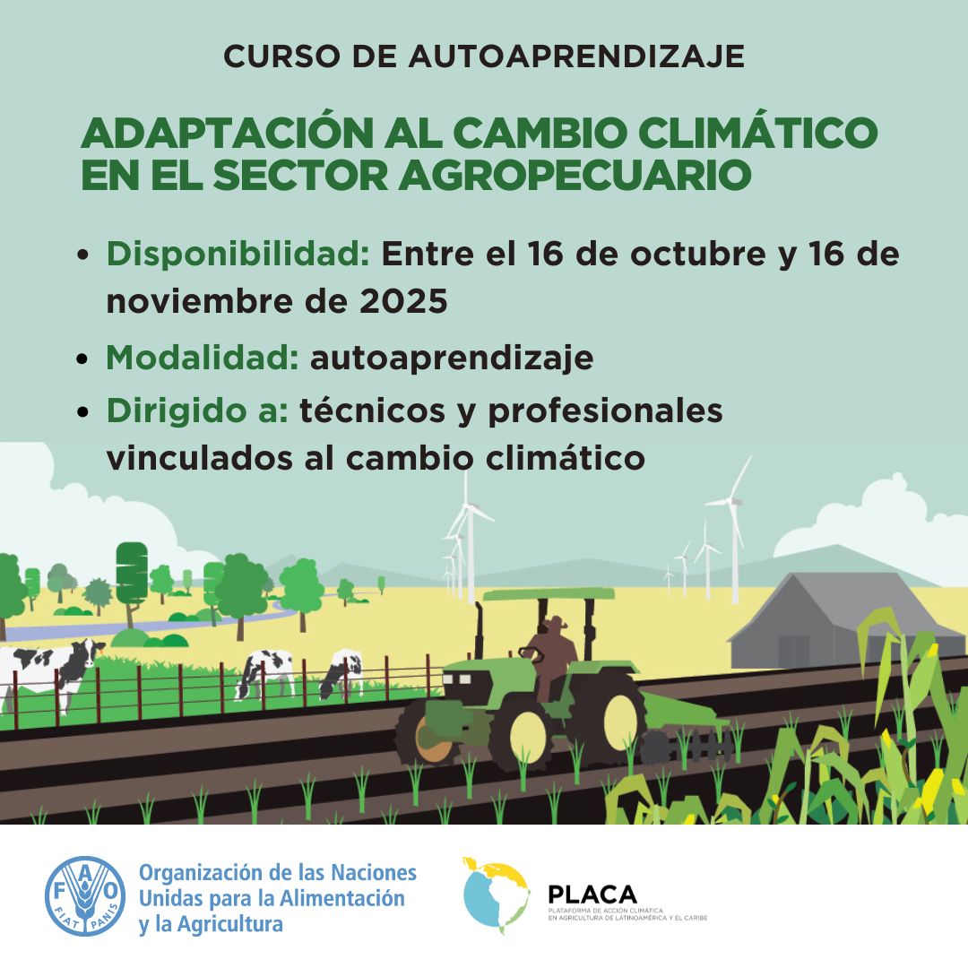 ¿Sabes cómo está impactando el #CambioClimático al sector agrícola? 🌾
Inscríbete en este curso de #PLACA2025 y conoce herramientas clave para impulsar la adaptación en la región🌎
👉 bit.ly/47AAHNS
