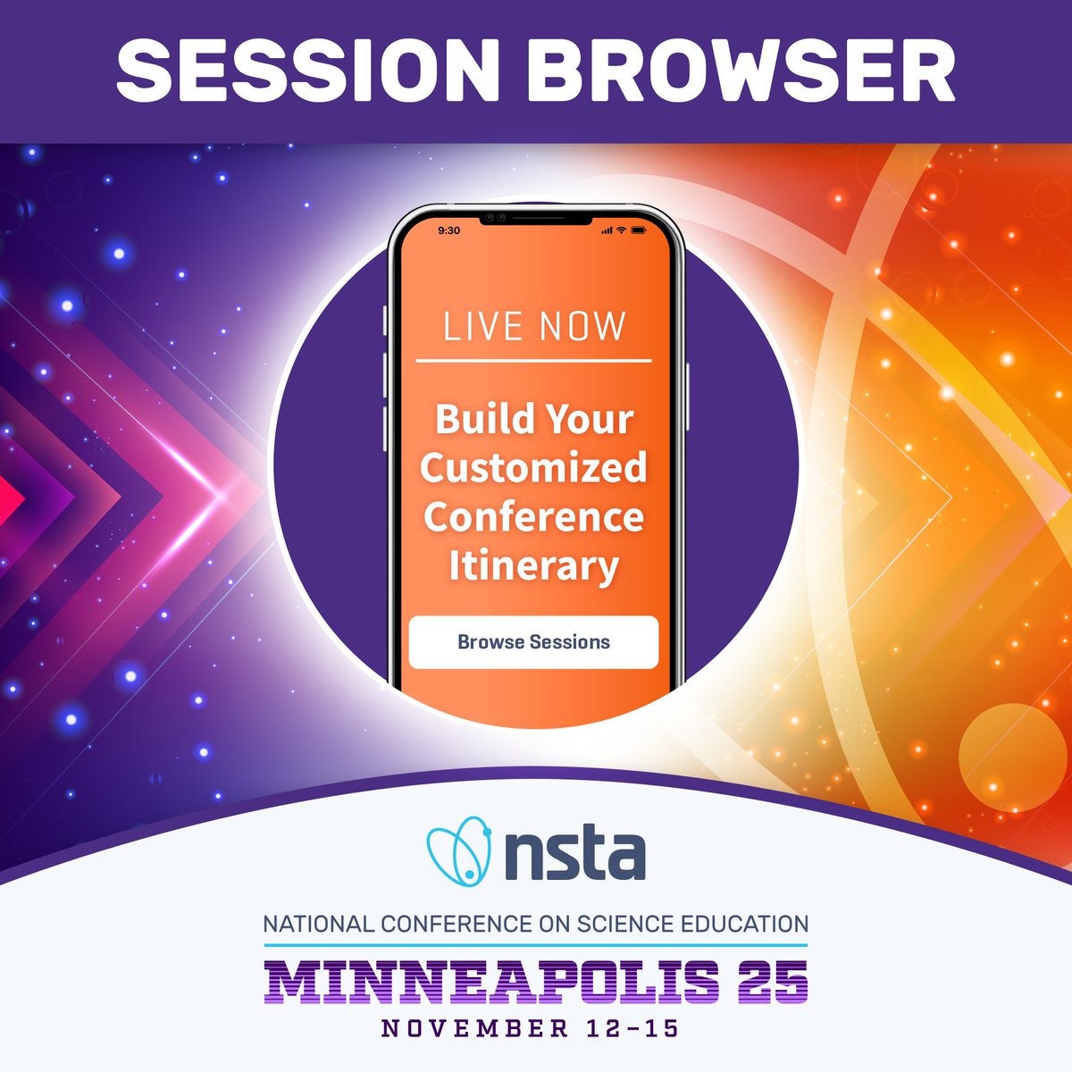 NSTA's tweet image. Browse the new session browser for Minn25! 🎉 Explore hundreds of sessions and start planning your perfect NSTA Minneapolis 2025 conference experience. bit.ly/4oz2fJc

#ScienceEd #STEM #NSTAFall25