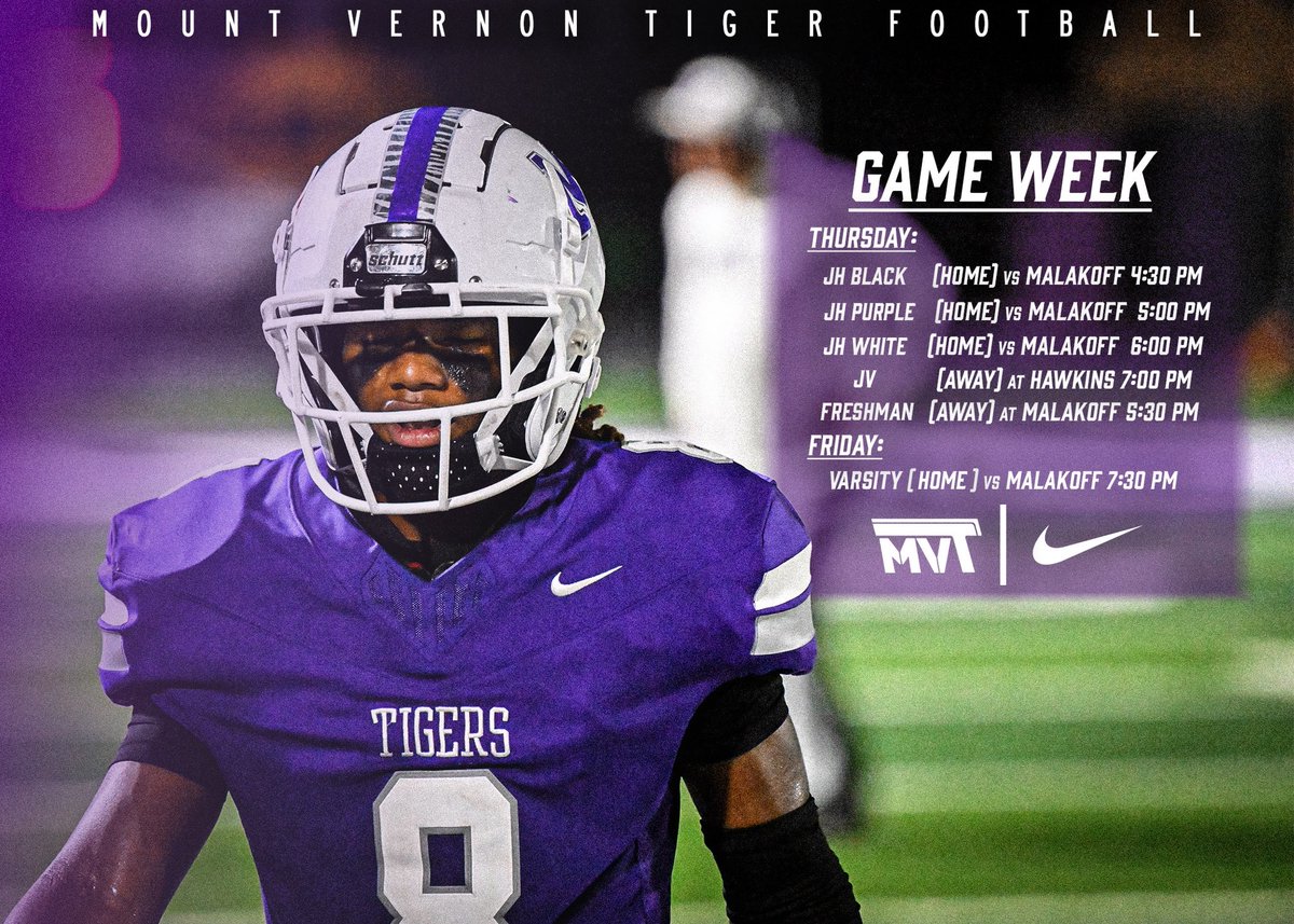MV_TigerFB's tweet photo. Game week. Senior Night. Let’s make it a special one #MVT https://t.co/3znbVTHPEG