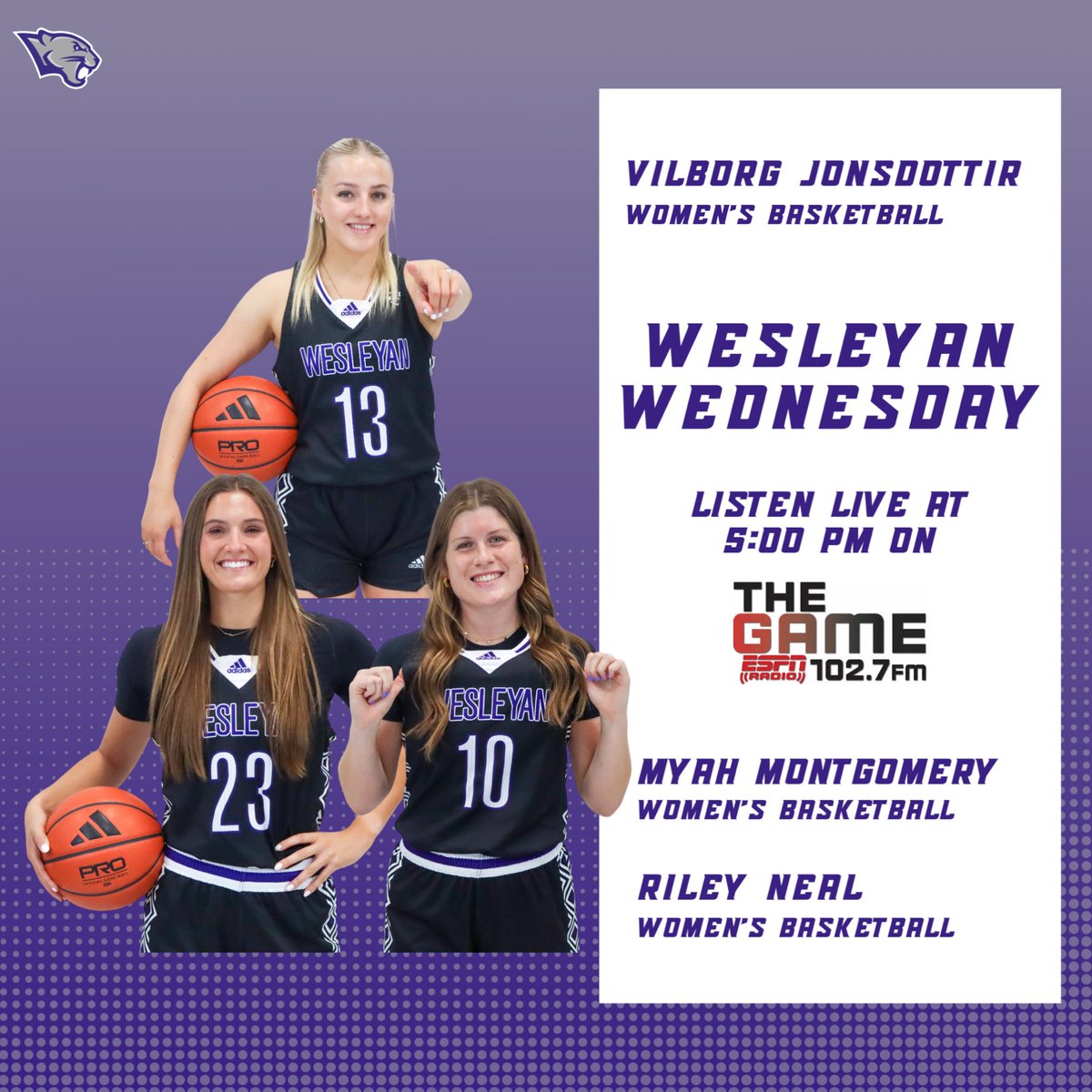 The <a href="/kwcwomenshoops/">KWC Women's Hoops</a> ladies are taking over Live at 5 on 102.7 The Game this afternoon for Wesleyan Wednesday! 🔥

Be sure to tune in right at 5:00 PM! 

#RollThers 🐾