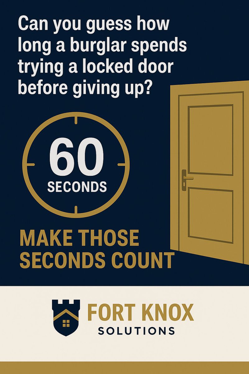 fortknoxsolutio's tweet image. ⏱️ Can you guess how long a burglar spends trying a locked door before giving up?

👉 Less than 60 seconds.

Reinforce your doors with Fort Knox Solutions — because strong locks aren’t enough.

#TorontoHomeSecurity #FortKnoxSolutions #DoorReinforcement