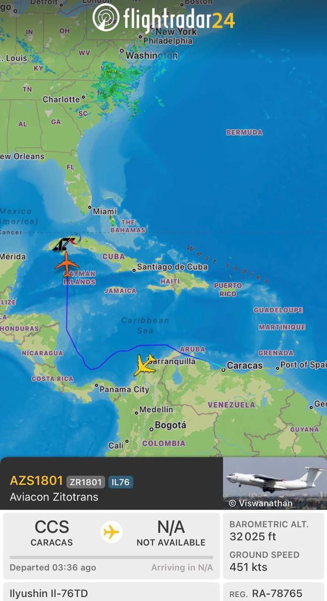 Les volvió a pasar la paloma por las narices! 😂😂

El Il-76TD ruso (RA-79765) despegó de Caracas, Venezuela, y se dirige hacia La Habana, Cuba.
🤡🤡
Fue identificado en informes de seguimiento de vuelos como un avión sospechoso de transportar armas desde Rusia a Venezuela.