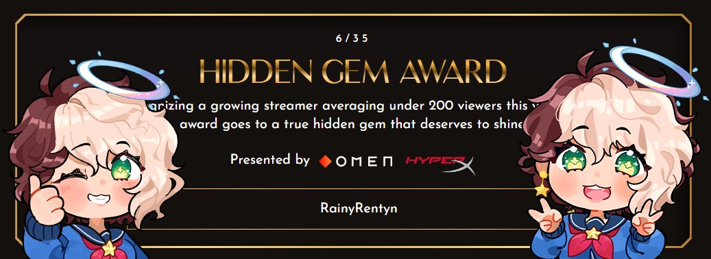 PLEASE NOMINATE ME FOR HIDDEN GEM! ✨

Ever since I went to the streamer awards LIVE in 2023, I've wanted the chance to attend in person &amp; be up for a nomination!

I'd love your help getting there! It really inspired me back then &amp; I've been working hard to be the best streamer I