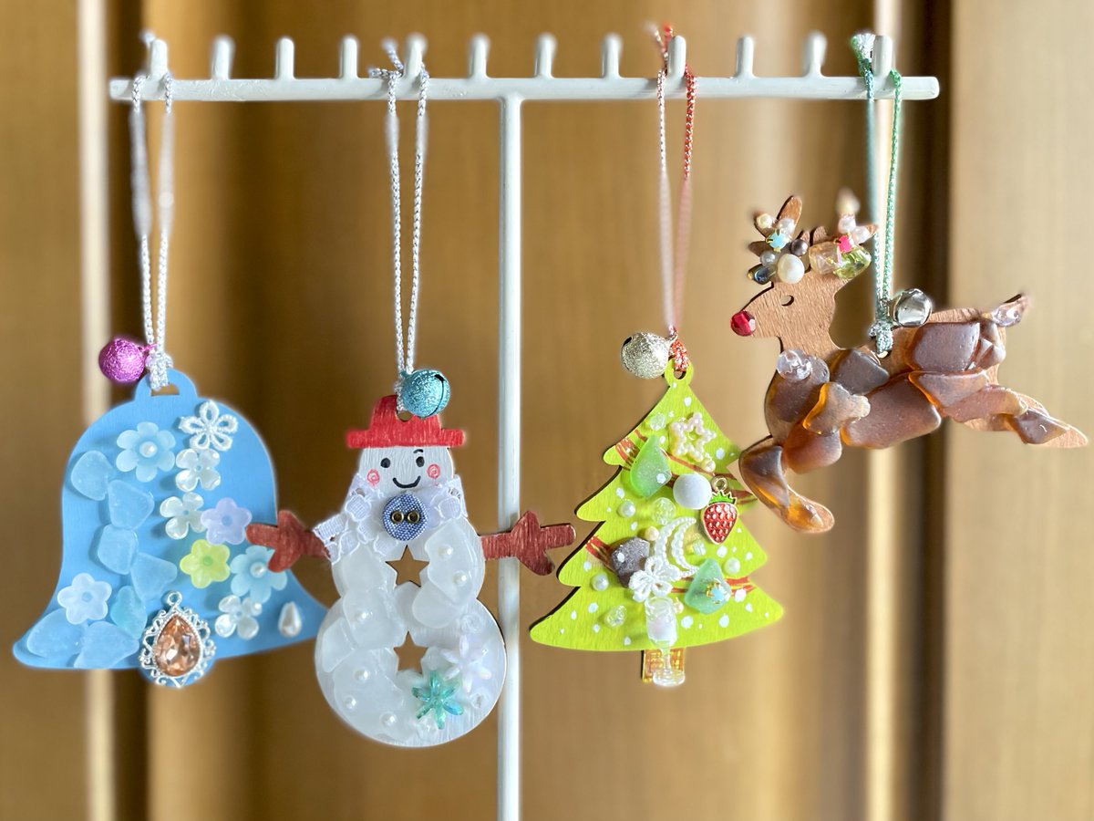 現品限り 森の仲間と秋のハーモーニー】 シーグラスアート 現品限り 森