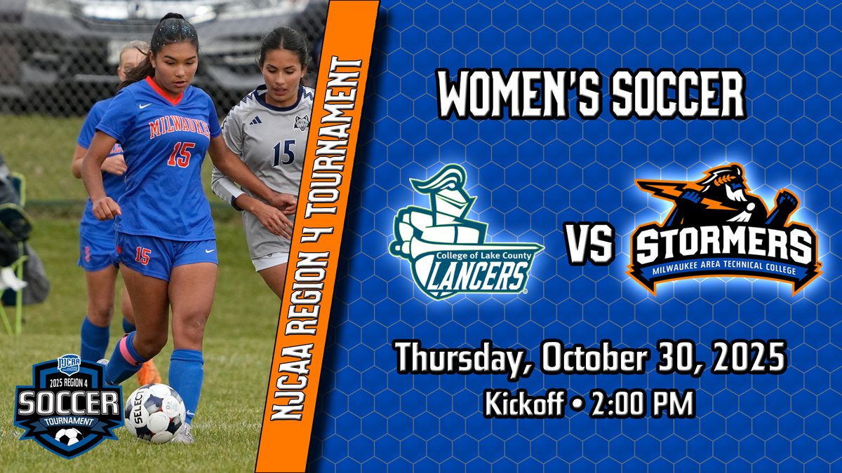 MATC_Athletics's tweet image. MATC Women&apos;s Soccer vs College of Lake County 

Tomorrow the MATC Women&apos;s Soccer Team will host the College of Lake County Lancers in the first round of the Region 4 Playoffs (Kickoff • 2:00 PM).

Athletics will stream the game live at:
youtube.com/user/MATCStorm…