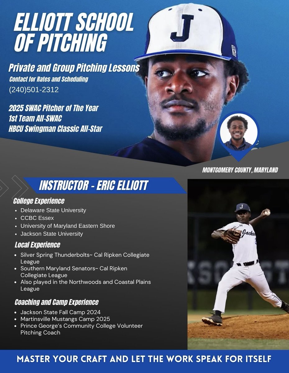 I am excited to announce that I will be joined by my former college teammate, MLB Swingman Classic HBCU All-Star and reigning SWAC Pitcher of the Year,  in coaching the 2026 13U Montgomery County Shockers along with doing lessons in the Montgomery and PG County, Maryland Area.