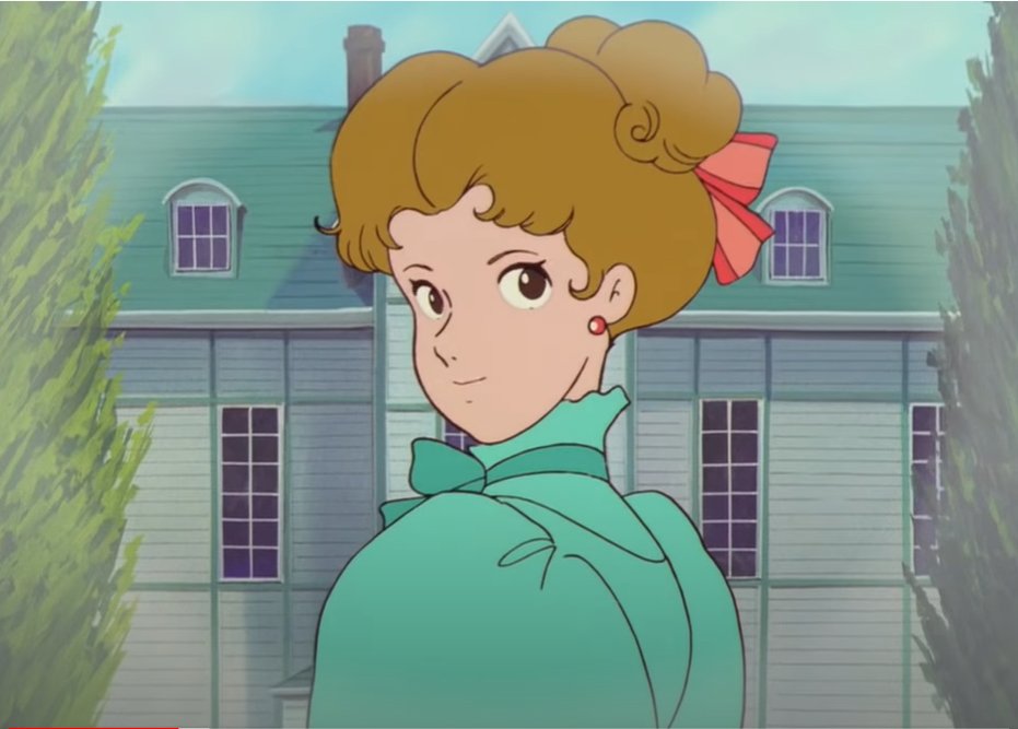 ANitpicker's tweet image. クイーン学院で親に内緒で背伸びして髪を結うルビー。20世紀初頭ふわっと大きく結う髪型が大流行。ヘアスプレーのない時代、粘性のあるガムトラガカント、ローズウォーター、ジャスミンエキス、ネロリ油などで作るバンドリンというヘアジェルのようなもので髪型をキープしたそう。＃赤毛のアン