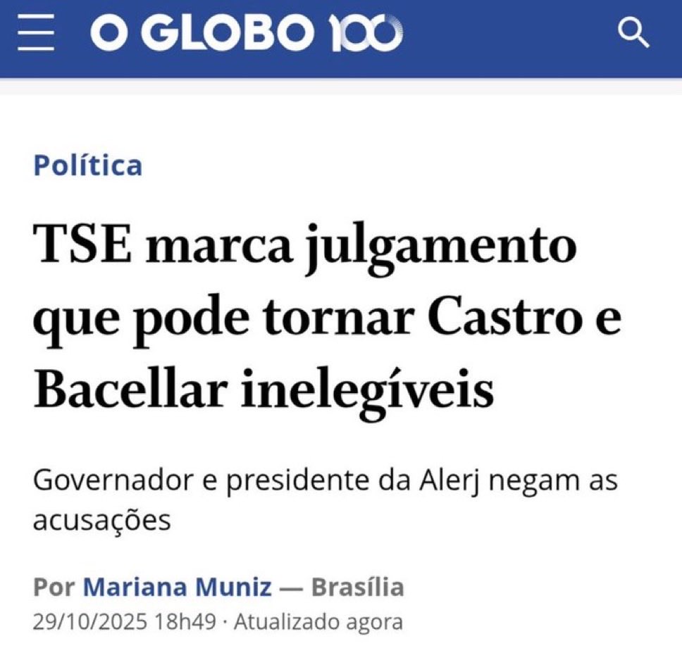 thigagliasso's tweet photo. Um dia após a operação policial, o julgamento do Claudio Castro é marcado. Entenderam como as coisas funcionam no Brasil? https://t.co/i3UGCsXuVb