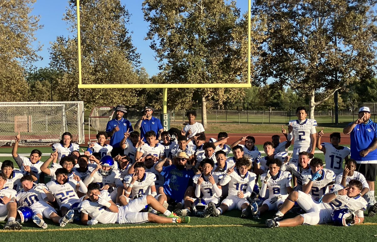 Freshman Football 
Charter Oak 34
Bonita 0
Final
CO’s freshmen finish off an undefeated season and a Sierra League Championship. The future is very bright for CO Football 
<a href="/SGVNSports/">Fred J. Robledo 👨🏻‍💻</a> <a href="/tspeterson40/">Tim Peterson</a> <a href="/GabrielNDuarte_/">Gabriel Duarte</a> <a href="/COHSFootball/">Charter Oak Football</a>