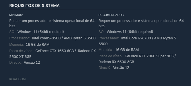 paulbatistta's tweet photo. Isso aqui são os requisitos Capcom?
SÉRIO?
SÓ ISSO? https://t.co/Kg24EQ8G8r