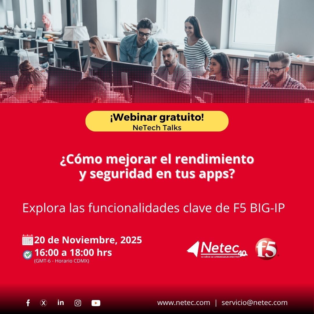 netec's tweet image. #Webinar | Moderniza tus aplicaciones con #F5 - BIG-IP🚀
Inscríbete aquí ➡️ hubs.la/Q03QSv1k0 descubre cómo mejorar el rendimiento y la seguridad de tus aplicaciones de F5
🗓️ Jueves 20 de noviembre, 2025
⏰ 16:00 a 18:00 hrs (GMT-6 | Hora CDMX)
#NetecConecta #NeTechTalks