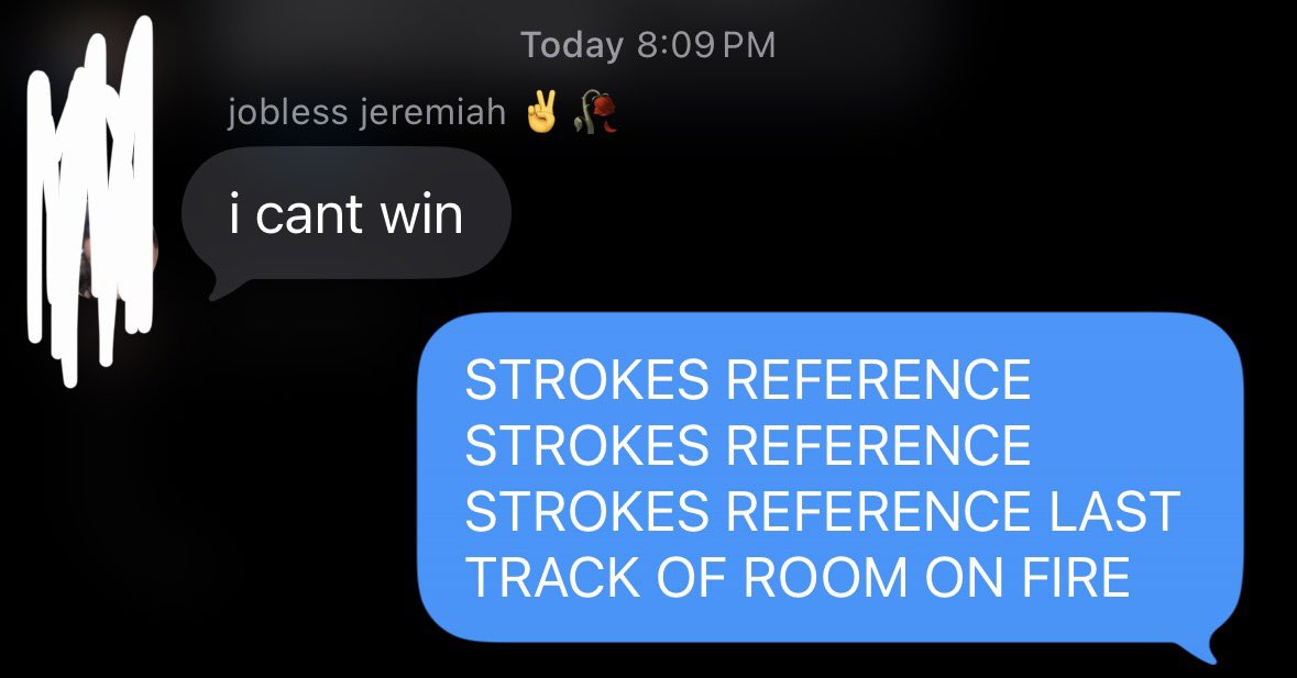 shedoesthewoodz's tweet image. my friend made an unintentional strokes reference but i didn’t point it out