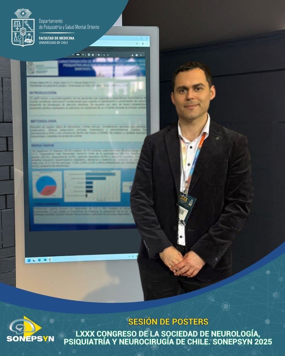 Ya concluyó el Congreso <a href="/SonepsynChile/">Sonepsyn Chile</a> 2025 y continuamos destacando la importante participación de nuestro Departamento en esta relevante cita científica. 

En esta oportunidad, felicitamos a nuestros residentes por las presentaciones realizadas en formato póster.