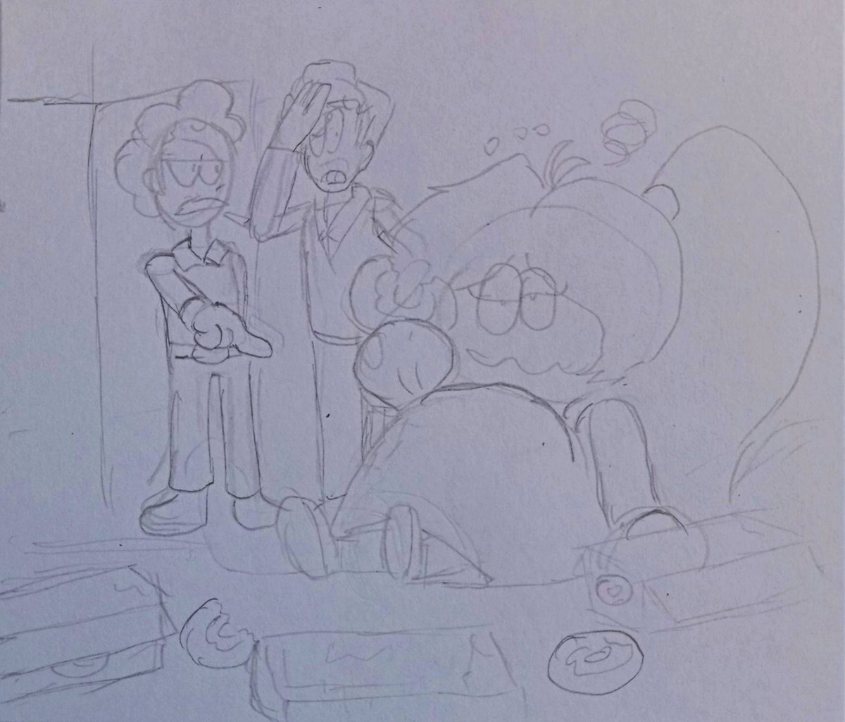 DeltaMak's tweet photo. Spookytober Day 26: "Donuts"

"They were supposed to watch her, but she escaped to the doughnut store."

#spookymonth #itspookymonth #spookytober https://t.co/Ryz9a5WwMX