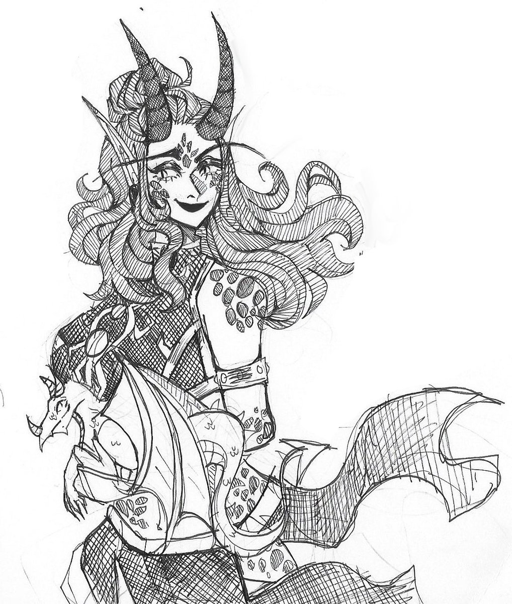 ItsCapricious's tweet image. Inktober Day 28- Lyragosa (my blue dragonflight oc) 
I meant to upload this one first to make up for yesterday oops. Pens dying. Hands cramping. Only two more days. 
#Inktober2025 #Inktober #worldofwarcraft