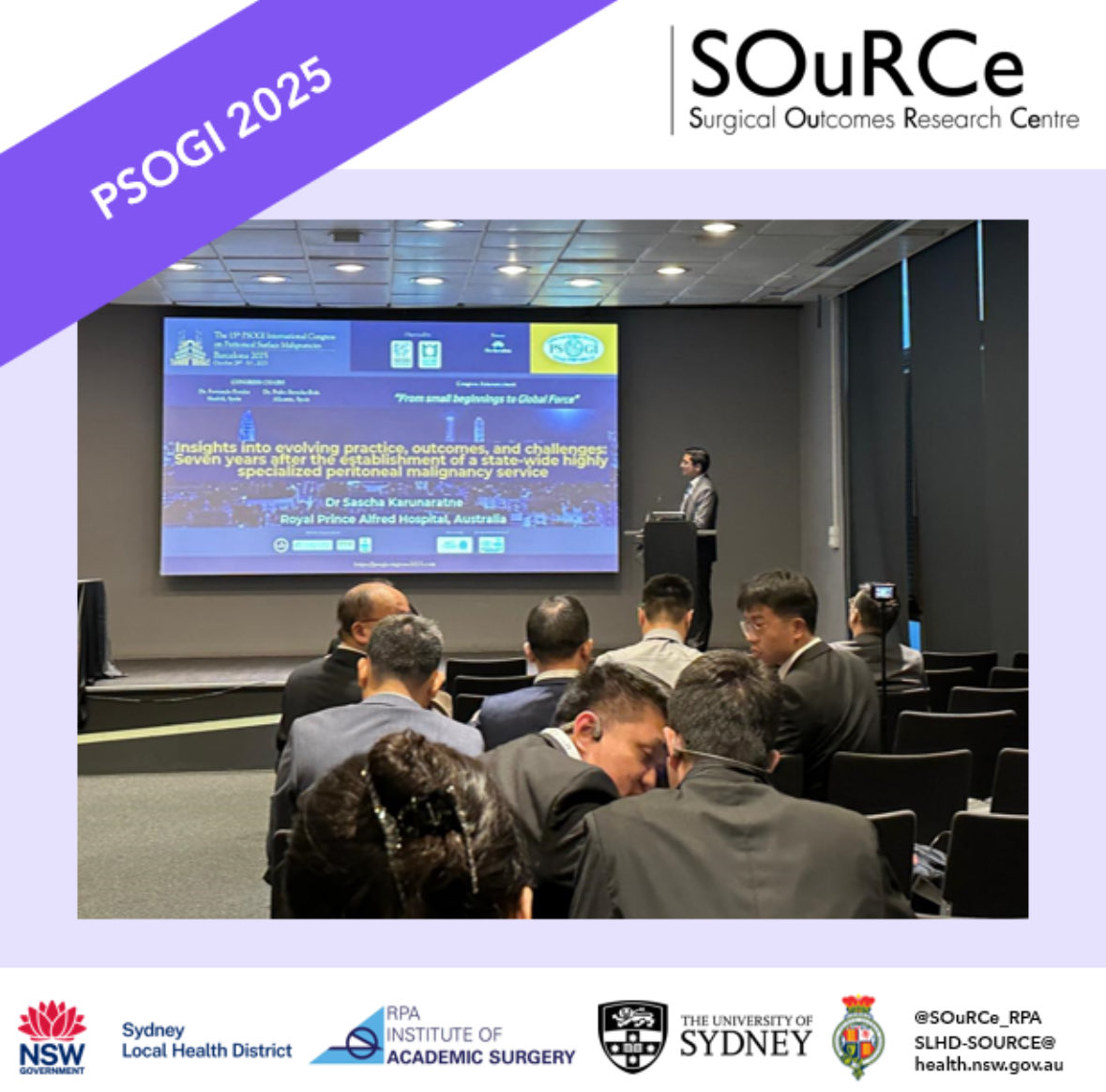 SOuRCe_RPA's tweet photo. The #PSOGI International Congress on Peritoneal Surface Malignancies is currently underway in Barcelona!
A fantastic event with insightful #presentations, global #collaboration, and commitment to advancing care for patients with #Peritonealdisease
@SydneyLHD @PSOGI_EC https://t.co/wjUhJy1ogZ