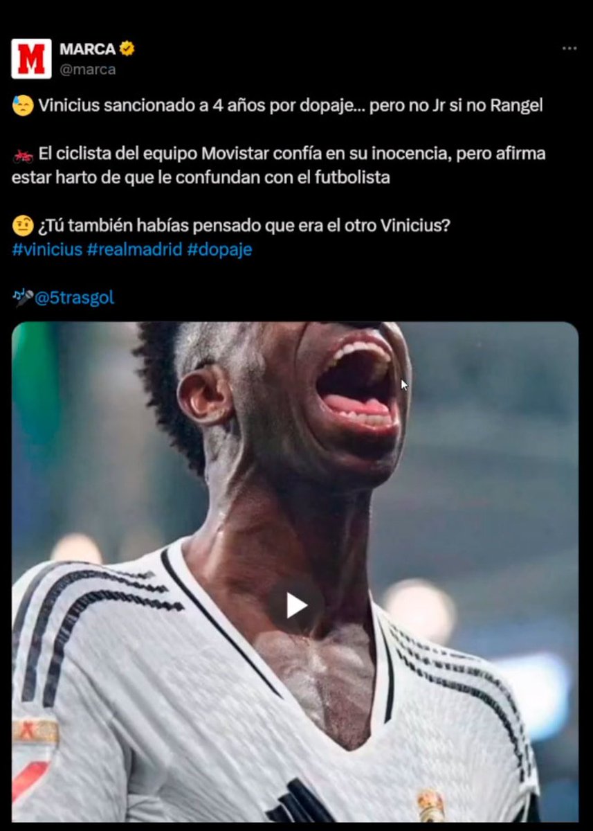 Pero que tienen en la cabeza los de <a href="/marca/">MARCA</a> al sacar algo así? No les llega oxígeno al cerebro? Una falta de respeto a <a href="/vinijr/">Vini Jr.</a> y al <a href="/realmadrid/">Real Madrid C.F.</a>