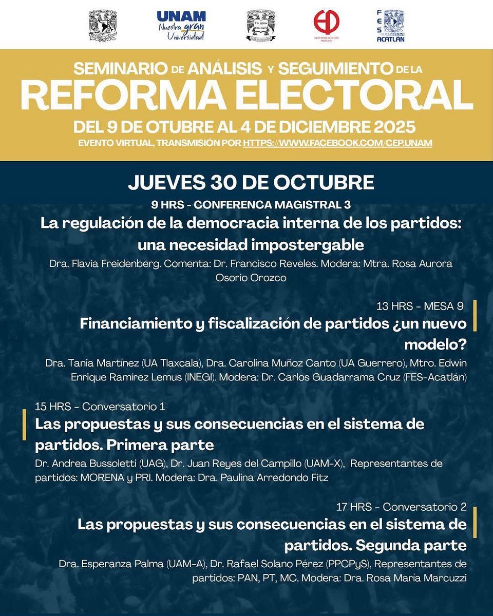 ‼️🙏🔝Muy emocionada de poder compartir mañana mis investigaciones sobre democracia interna de los partidos en América Latina con la comunidad académica de @politicasunam @unam_mx @iijunam 

Honrada y agradecida por esta invitación con mis queridos colegas y amigos.