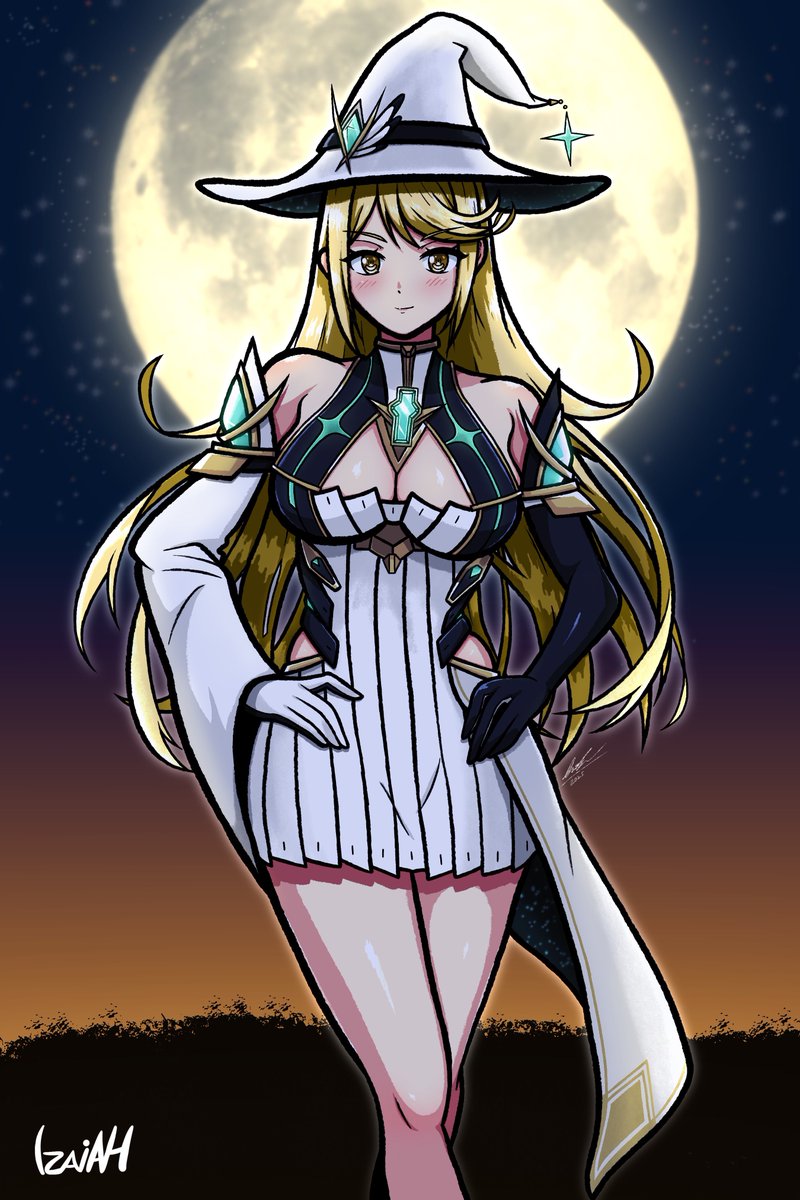 Just in time for the holiday, the Ageis is ready to case some spells. 🧙‍♀️🎃
#XenobladeChronicles2 #Mythra #Halloween 
#ゼノブレイド2 #ヒカリ