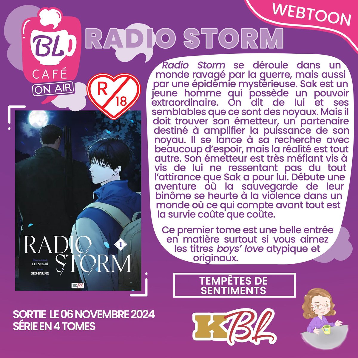 À la recherche d'un boy's love atypique et original ? @Tanja_LastEve vous invite à découvrir "Radio Storm", un webtoon à retrouver chez <a href="/kbl_fr/">KBL</a> ⚡