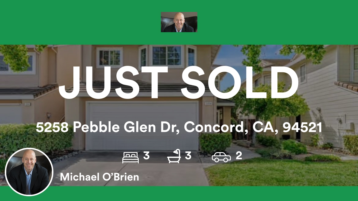 🛌 3 🛀 3 🚘 2
📍 5258 Pebble Glen Dr, Concord, CA, 94521

My latest sale on RateMyAgent.
DRE 01112479
rma.reviews/1w63c1p51pq9

...
#ratemyagent #realestate #OBrien_Real_Estate_Company
