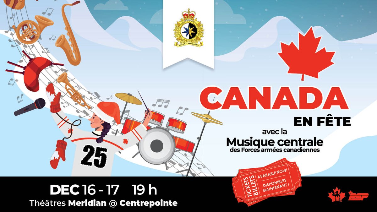 🎺 ✨ 🎟️Les billets sont en vente dès maintenant !  🎟️🎺 ✨Canada en fête avec la Musique centrale des FAC en décembre ! 🎶 🔖 Membres des FAC et de leur famille, utilisez le code promotionnel CBCAF25 pour profiter de tarifs exclusifs ! 👉 sbmfc.ca/rcn/concert-fe…