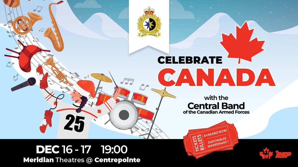 🎺 ✨ 🎟️Tickets are on sale now!  🎟️🎺 ✨
Celebrate Canada with the Central Band of the CAF this December! 🎶 🔖CAF members and families — use the promo code CBCAF25 for exclusive rates!  👉 cfmws.ca/ncr/holiday-co…