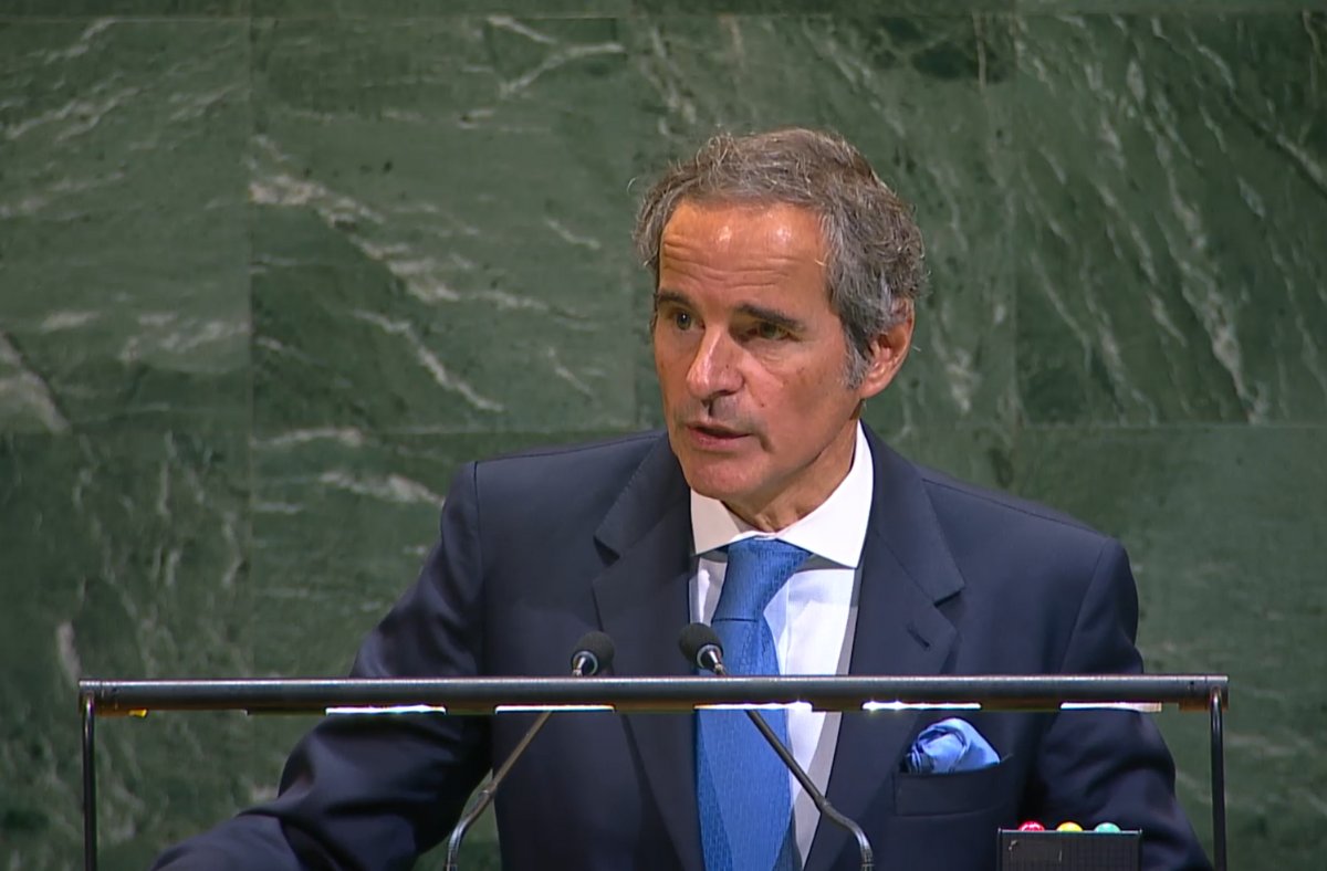 rafaelmgrossi's tweet photo. Presented @IAEAorg’s 2024 Annual Report to the @UN General Assembly #UNGA in New York.

At a time of conflict and growing inequality, we must choose to face today’s realities with open eyes and act. The IAEA is doing just that: rising to challenges and maximizing the enormous benefits of nuclear science and technology.

Some of our achievements include:

•⁠ ⁠Ensuring nuclear safety and security amid war, including through our permanent presence in Ukraine, where we just helped restore off-site power to ZNPP;
•⁠ ⁠Advancing non-proliferation through active engagement with Iran. I highlighted the support of Egypt for some of our efforts in this regard;
•⁠ ⁠Positive steps in Syria, where we are resuming inspection work to clarify past issues and strengthen cooperation;
•⁠ ⁠Supporting the growing global momentum for nuclear power, with 60 reactors under construction and many more planned;
•⁠ ⁠Expanding access to life-saving cancer care in 40 countries through #RaysOfHope;
•⁠ ⁠Tackling hunger with #Atoms4Food and reducing plastic pollution with #NUTECPlastics;
•⁠ ⁠Raising the share of women in professional and higher categories from 28% to 52%, supported by initiatives that open doors and ensure the Agency reflects the society we serve.

Our work shows that multilateral action can deliver. For peace, for progress, for all.

Thank you, @UN_PGA Annalena Baerbock, for presiding over today’s session and for your leadership and partnership.

IAEA’s 2024 Annual Report is available here: https://t.co/B82q21hD0C