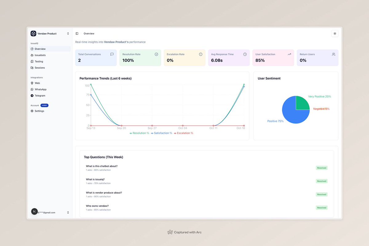 chibucodes's tweet image. One of the things I love most about @issueiqhq  is its versatility
Whether you’re in eCommerce, EdTech, FinTech, or Healthcare.

IssueIQ adapts to your world.

Have docs with FAQs, policies, or guidelines?
We’ll turn it into a smart support bot with beautiful analytics in minutes