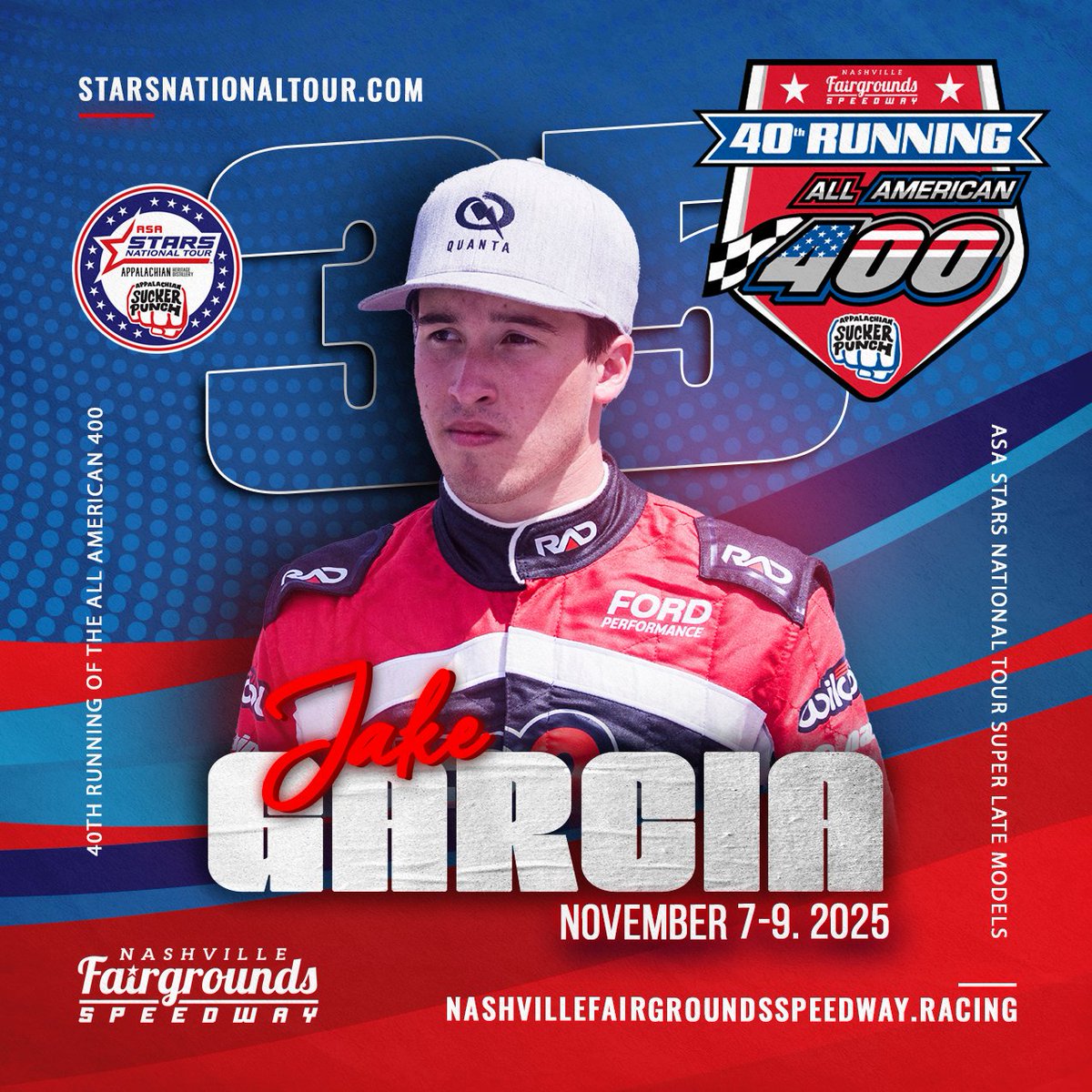 Defending Winner <a href="/JakeGarcia35/">Jake Garcia</a> Returns to <a href="/RaceFairgrounds/">Nashville Fairgrounds Speedway</a> for the 40th Running of the All American 400

Story: starsnationaltour.com/defending-winn…

#ASASTARS 🏁