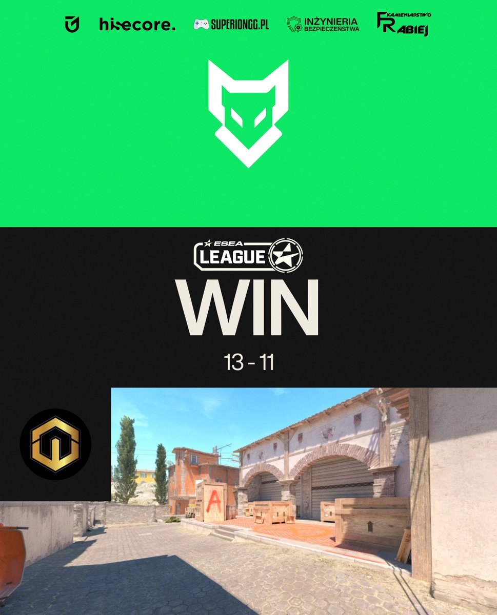 🦊 RESULTS | ESEA 🦊
#VoFoxenRISING dopisuje kolejne zwycięstwo i poprawia bilans w <a href="/ESEA/">ESEA League</a> S55 Entry! 💥
Świetna gra, kontrola i konsekwencja do samego końca 🔥

🆚 <a href="/CowboysEsportss/">Cowboys_e-Sports</a> 
📍 Inferno: 13 - 11
📊 Bilans: 5 - 3
Lisie momentum trwa - jedziemy po więcej! 🦊💪

ROSTER: