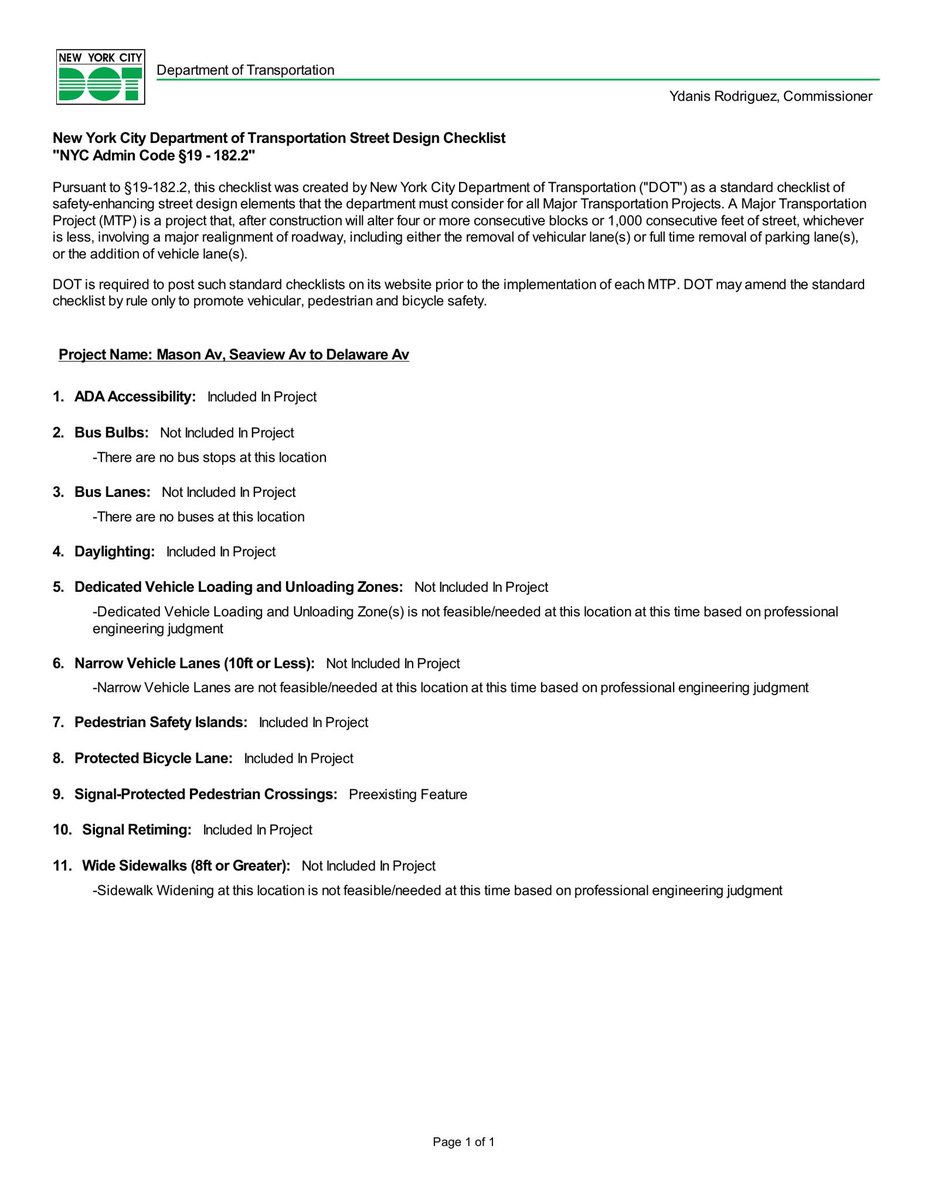 NYCDOTProjects's tweet image. Mason
                                          Avenue, Seaview Avenue to Delaware Avenue - Street Design Checklist nyc.gov/html/dot/downl…