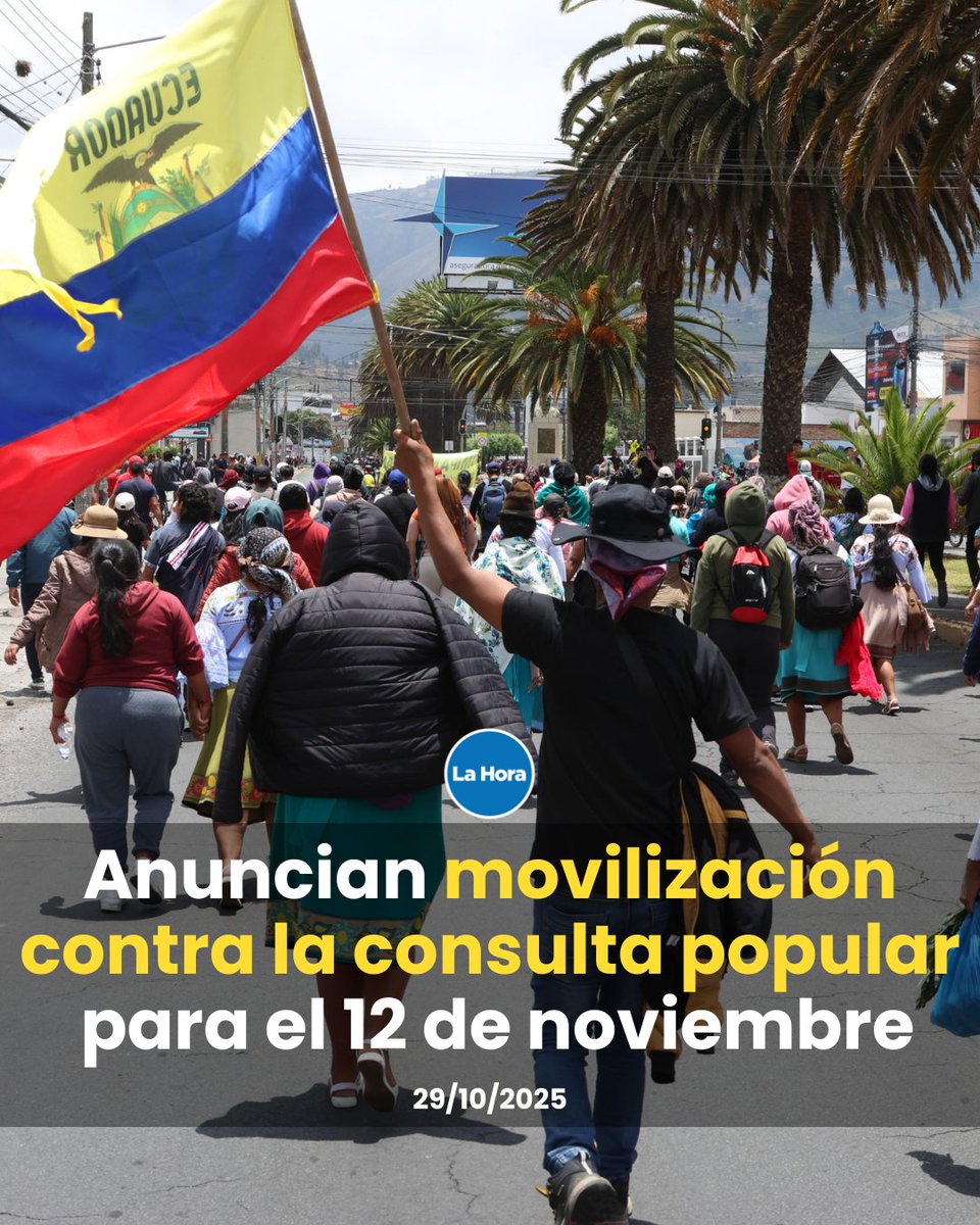 La Unión Nacional de Educadores convocó una movilización 🪧, para el 12 de noviembre, en rechazo al referéndum y de la consulta popular, impulsados por el Gobierno. Detalles 👉 lhra.ec/VG79cP8