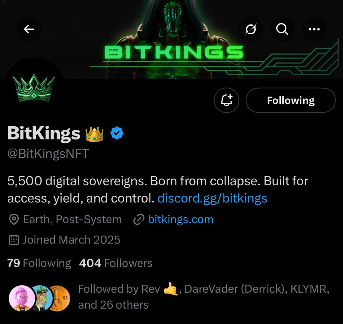 .<a href="/BitKingsNFT/">BitKings 👑</a> 
EARLY GEM 💎 FIND. 
- good video content 
- strong mutuals 
- founder who has a network

let’s see how far this account runs in the next week.