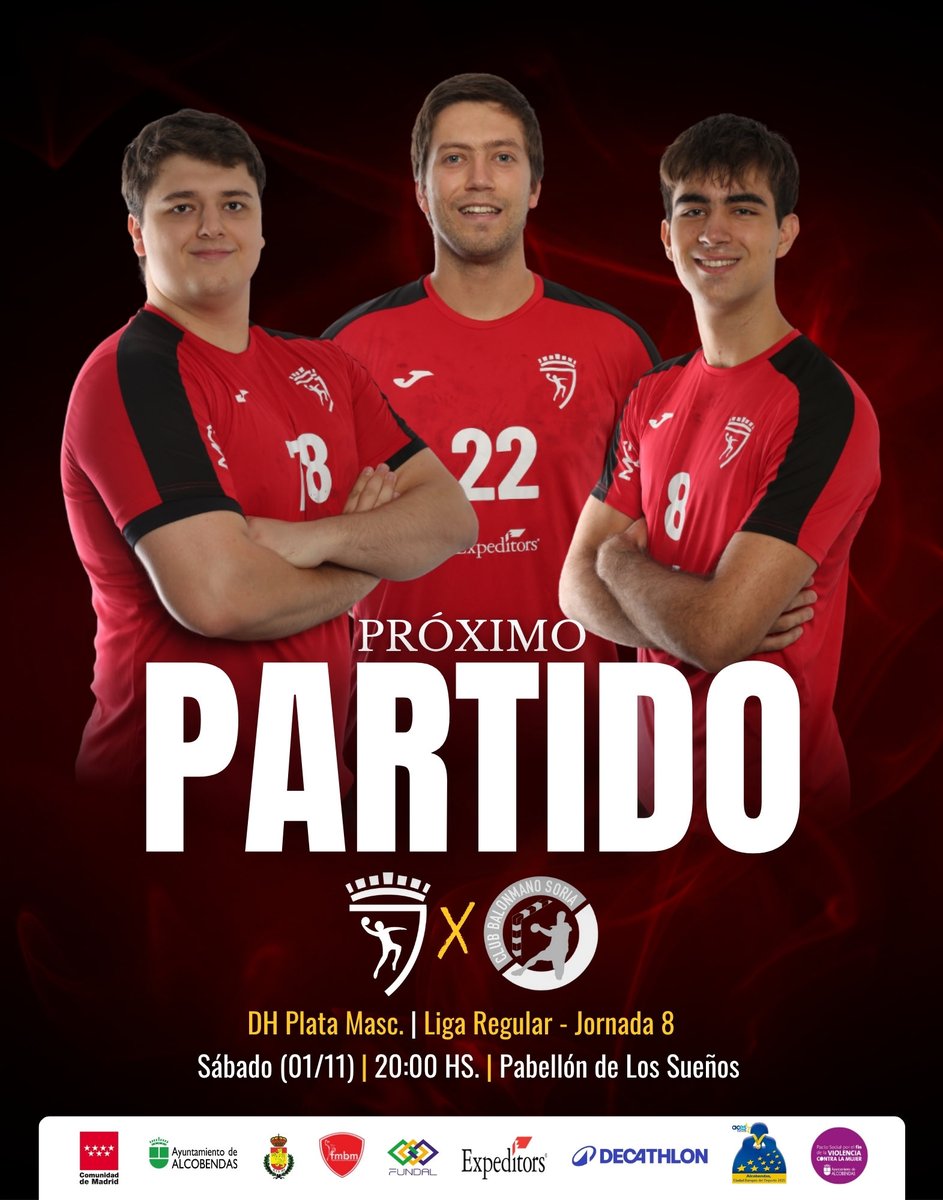 ¡𝐏𝐑𝐎́𝐗𝐈𝐌𝐎 𝐏𝐀𝐑𝐓𝐈𝐃𝐎!

🗓️ Liga Regular #DHPlataMasc | Jornada 8
⏰ Sábado 01/11, 20:00 Hs. 
🆚 <a href="/BalonmanoSoria/">Balonmano Soria</a> 
▶️ YouTube: Balonmano Alcobendas

¡Os necesitamos a todos! ❤️
Vamos a por la primera victoria 💪

#BMAlcobendas #SomosAlcobendas