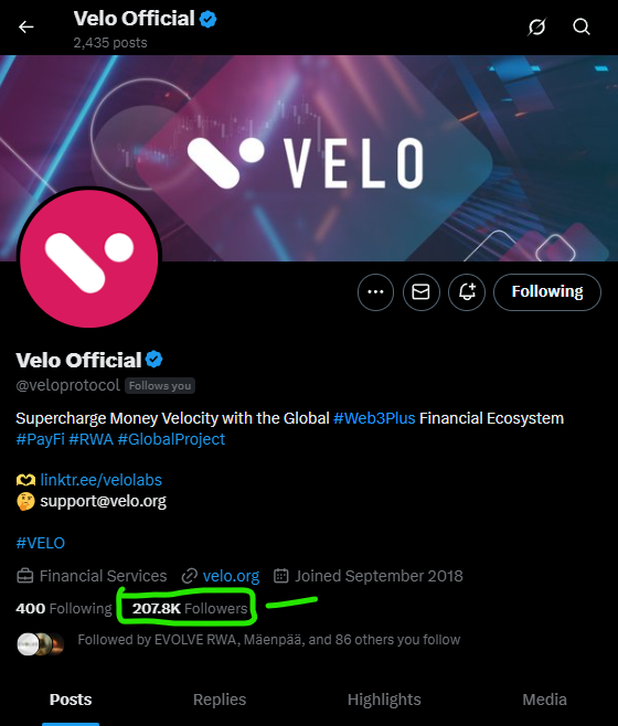 TTRADE9's tweet photo. To all those #VELORIANS out there that take the take to do research and post about $VELO.... I have noticed a trend.

@veloprotocol follower #'s growth has dropped  📉
Lets make sure to add some Tags to our post to help reach a wider audience.   💎

#Web3 #PayFi #RWA #MACROHARD