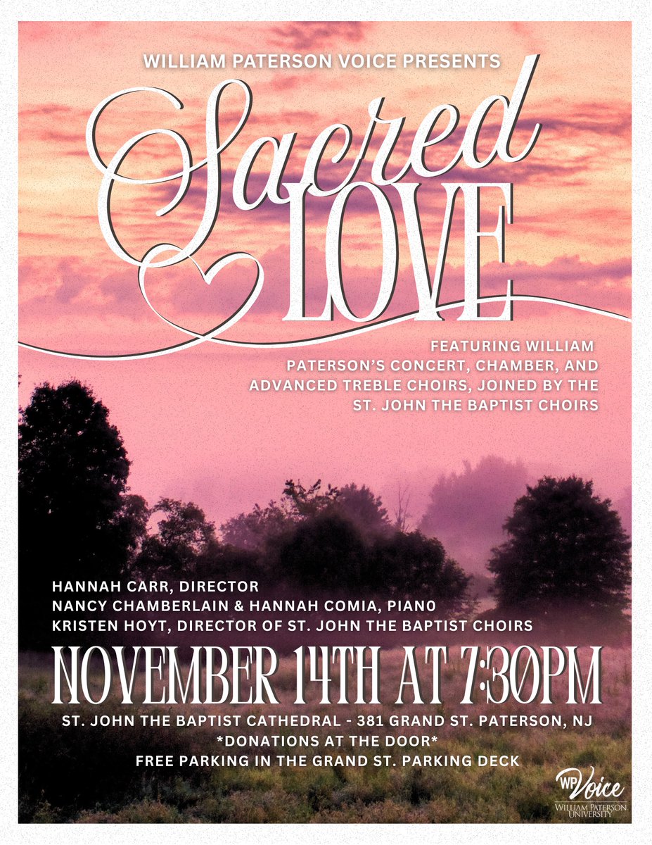 ‼️Originally scheduled for 12/3, this concert is now 11/14 at new location.‼️

🎶 Featuring music from Ukraine, Greece, Ireland, Russia, Hungary &amp; U.S., all on themes of transcendent love. ❤️ Performed by <a href="/WPMusicDept/">WP Music Department</a> Choirs &amp; ⛪ St. John the Baptist Choirs.

Open to the public.