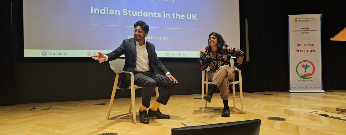 HCI_London's tweet photo. A hilarious and insightful stand-up by @AhirShah added laughter and learning to our Student Welcome Reception! Through humour and an interactive Q&A, he bridged the #IndiaUK cultures — helping students see #LifeintheUK with wit and warmth.
#StudentLife #IndianStudentInUK
@VDoraiswami @getkart @IndianDiplomacy @MEAIndia @TheNehruCentre @iccr_hq @MYBharatHQ @CGI_Bghm @CGIManchester @CGIBelfast @IndiaInScotland