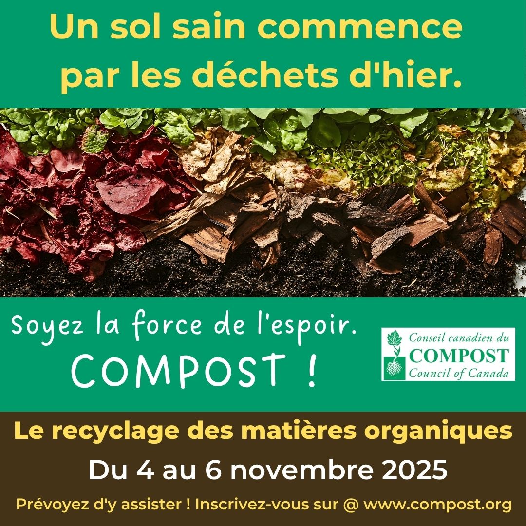 Un sol sain commence par les déchets d'hier. Soyez la force de l'espoir. COMPOST.
Inscrivez-vous ici. bit.ly/4o5FOvb