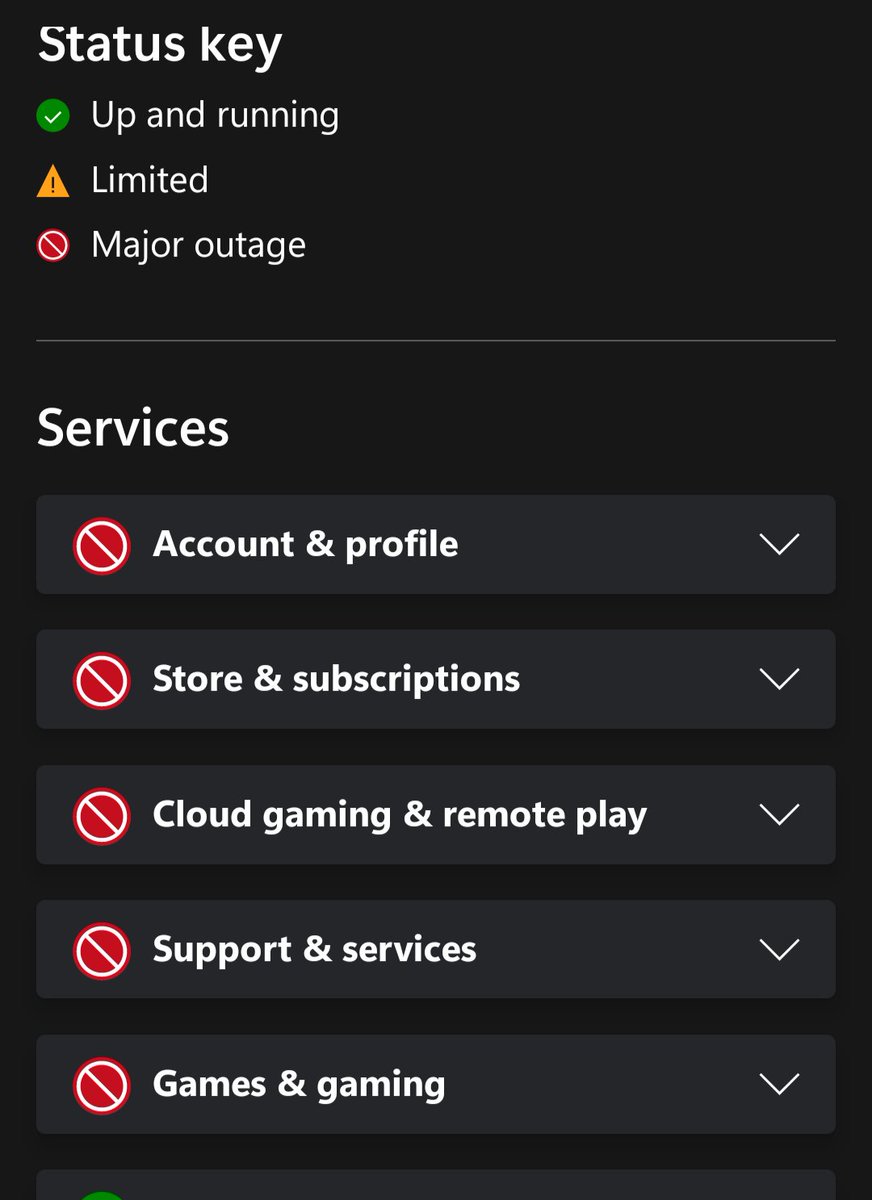 MISTAK3S's tweet photo. Well that's not good. @Xbox almost completely down. I'll be going thru withdrawal soon. #PleaseFixSoon https://t.co/vDsPSxsWPY