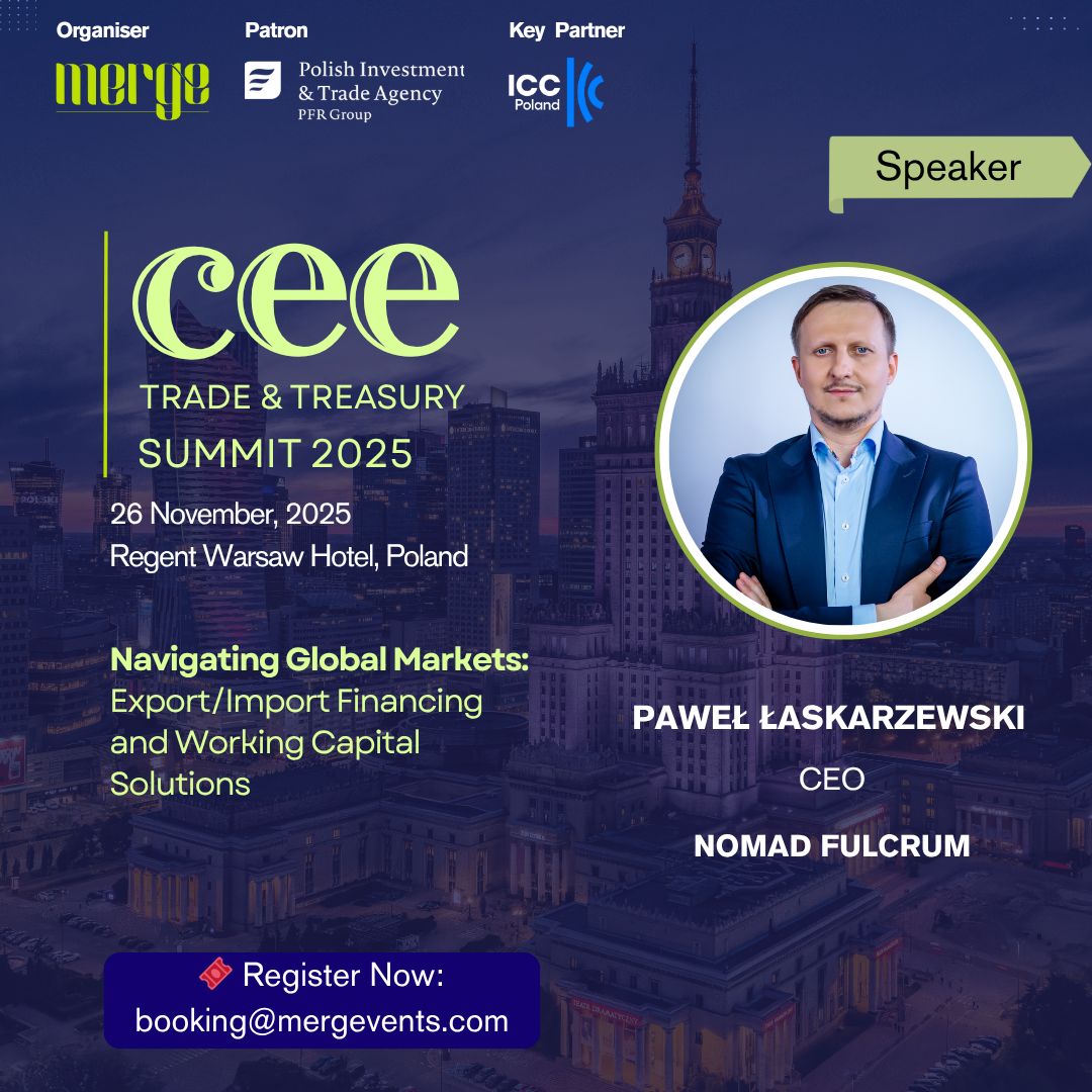 Excited to announce that I will be joining as speaker the CEE Trade and Treasury Summit 2025 in Warsaw on November 26. 

Looking forward to discuss with experts, innovators, and leaders to unpack what's next for CEE markets - and how businesses can stay ahead.

<a href="/nomadfulcrum/">Nomad Fulcrum</a>