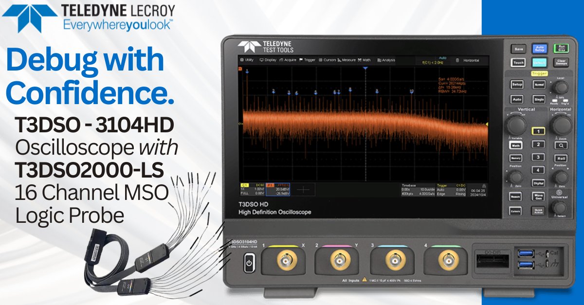 TestEquipDepot's tweet image. Scope Out: High-Tech 12-Bit Scopes with Logic Probe from Teledyne LeCroy - mailchi.mp/testequipmentd…