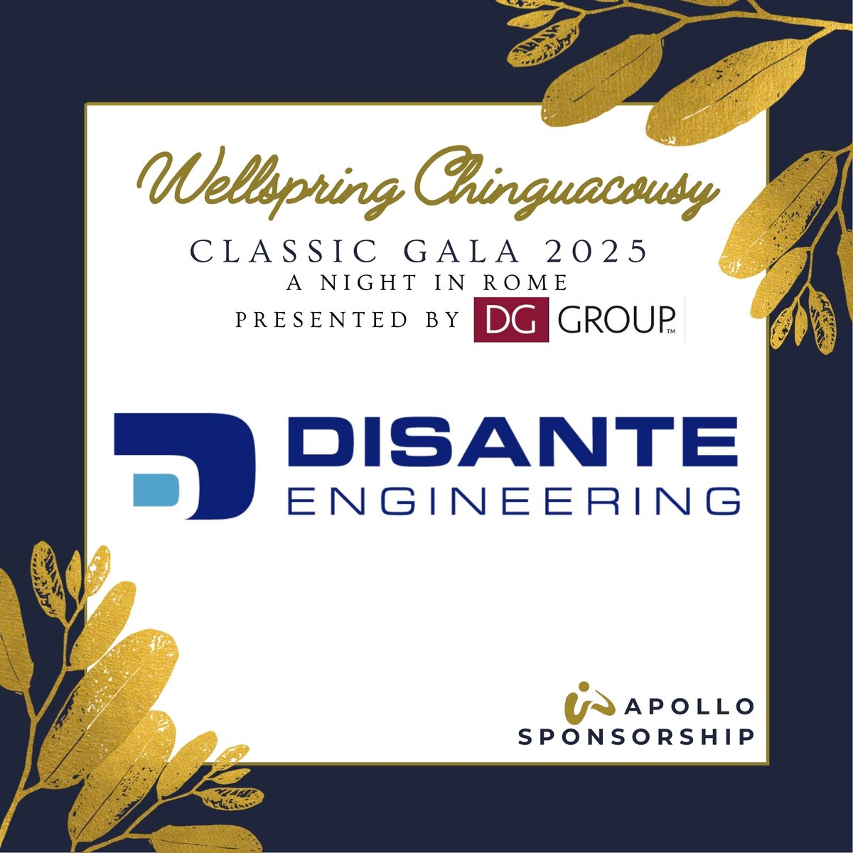 A huge thank you to DiSante Engineering for your Apollo Sponsorship at the #WellspringClassicGala2025, presented by DG Group! 💛 Your support helps #WellspringChinguacousy bring hope and healing to those living with cancer. Join us: wellspringchinguacousyevents.com