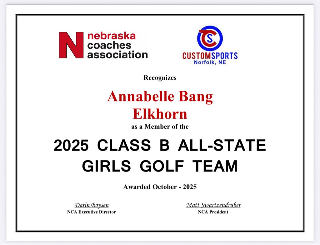 ⭐️ 𝗖𝗼𝗻𝗴𝗿𝗮𝘁𝘂𝗹𝗮𝘁𝗶𝗼𝗻𝘀 to Antler Golfer 𝗔𝗻𝗻𝗮𝗯𝗲𝗹𝗹𝗲 𝗕. on being named to the 𝟮𝟬𝟮𝟱 𝗡𝗖𝗔 𝗚𝗶𝗿𝗹𝘀 𝗚𝗼𝗹𝗳 𝗔𝗹𝗹-𝗦𝘁𝗮𝘁𝗲 𝗧𝗲𝗮𝗺! 🤘🏻🦌
